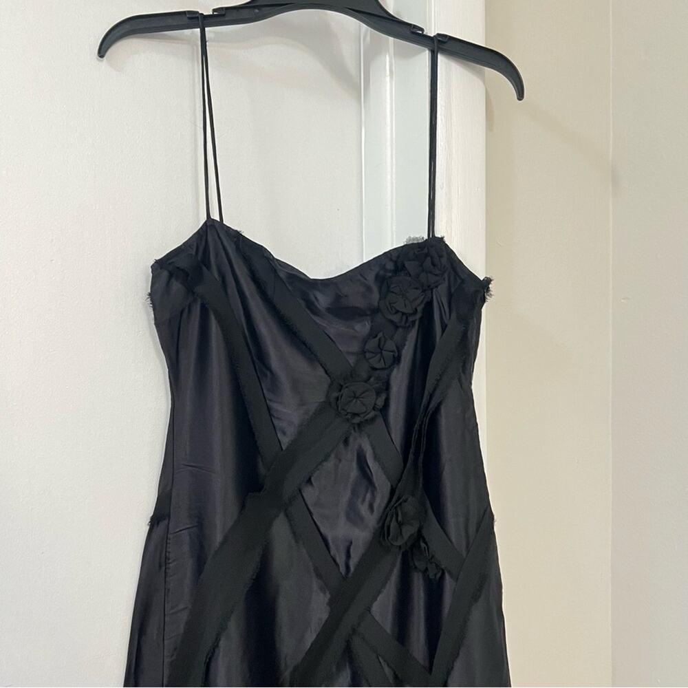 Zara Black FLORAL SATIN MIDI DRESS - Picture 10 of 15